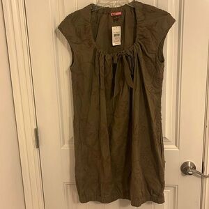 Max Rave Bubble‎ Dress, Linen blend, women’s size M, Green Khaki Pocket NWT